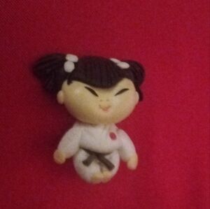 Cute Clay Karate Girl Figurine Brooch